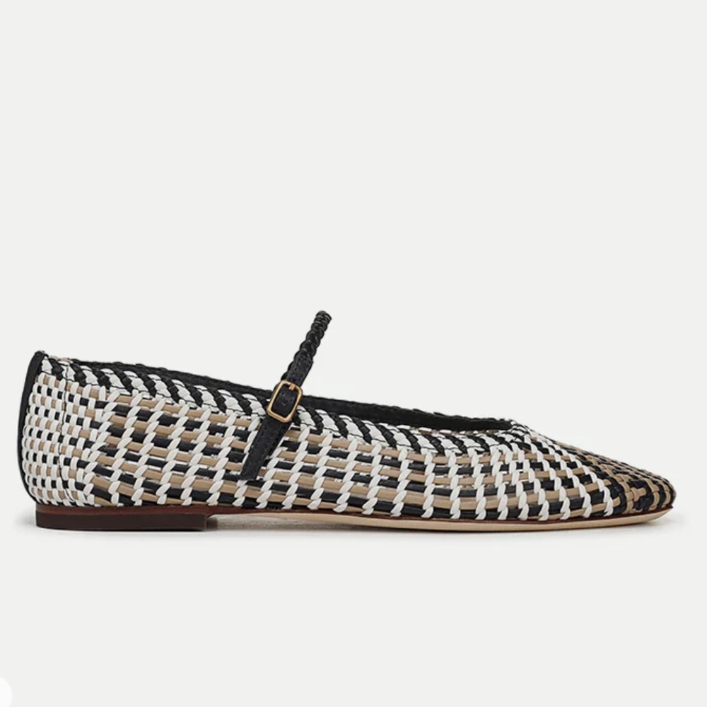 Veronica Beard Black and Tan Woven Flats - Picture 2 of 5